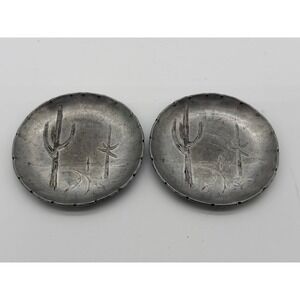 Wendell August Forge Aluminum Cactus Coasters Set of 2 Saguaro Western Desert